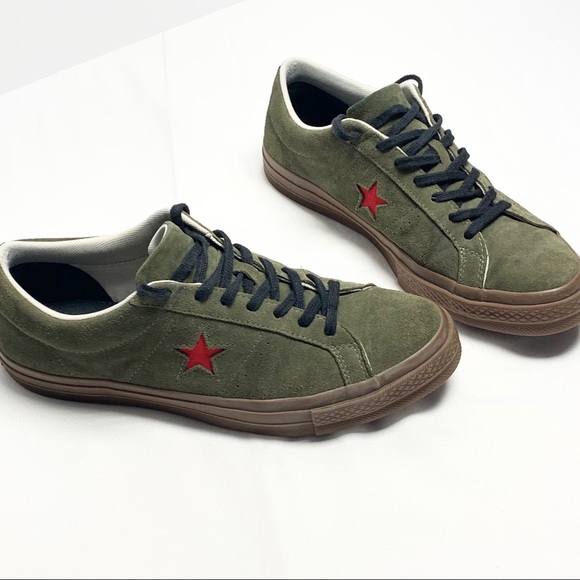 🛑SOLD🛑Mens Converse 10.5 Suede Green W Red - Picture 1 of 6